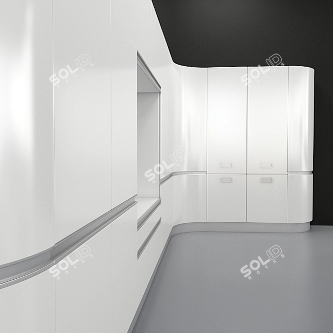 Contemporary Kitchen Island & Pantry 3D model image 3