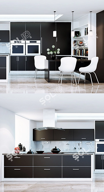 Sleek 5-Piece Kitchen Set 3D model image 2