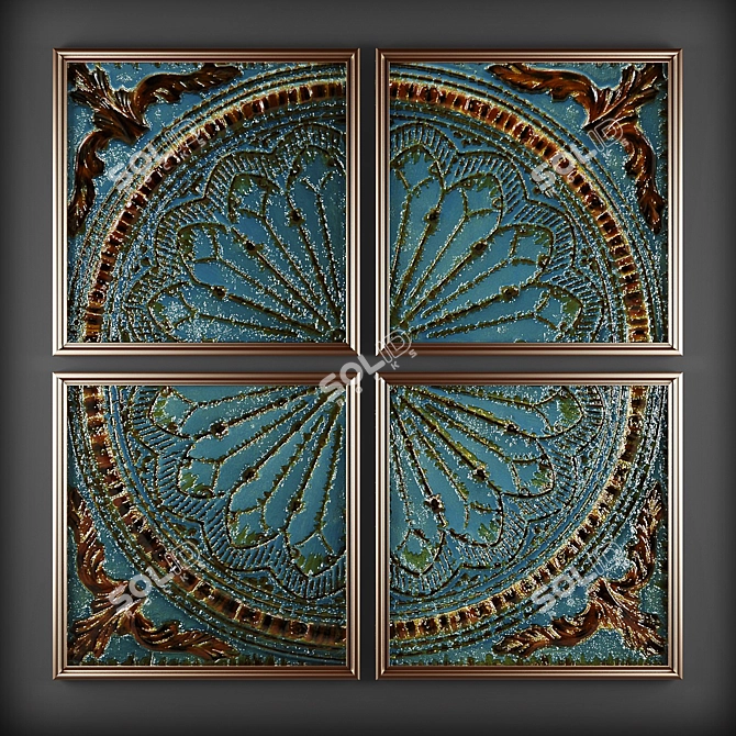 Ethnic Metal Wall Panels 3D model image 3