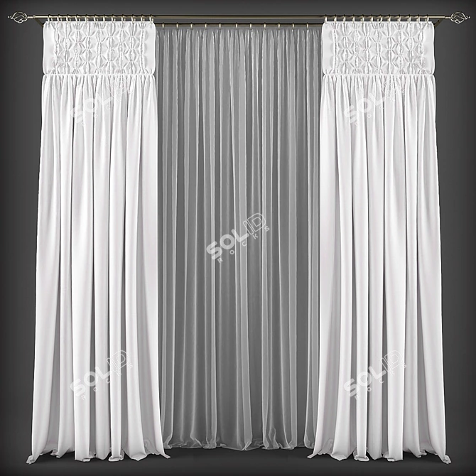 Modern Style Curtains 3D model image 1