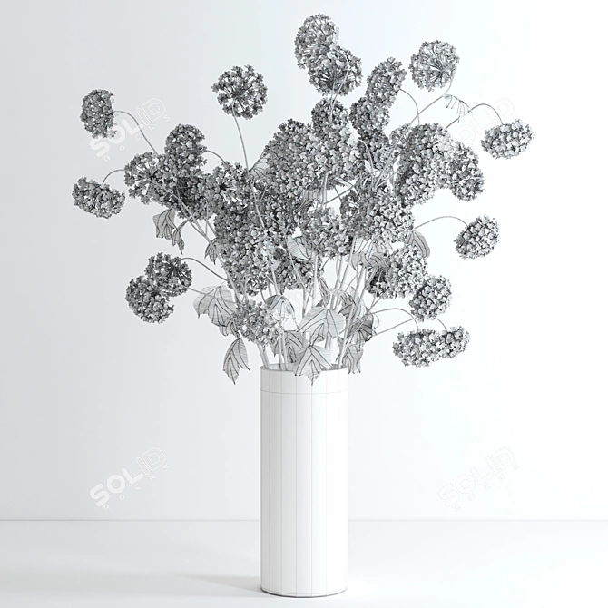 Realistic Viburnum Branches in Glass Jar 3D model image 3