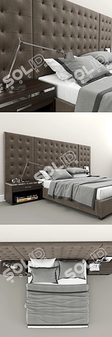 Custom Box Tufted Platform Bed: RH Modern Elegance 3D model image 2