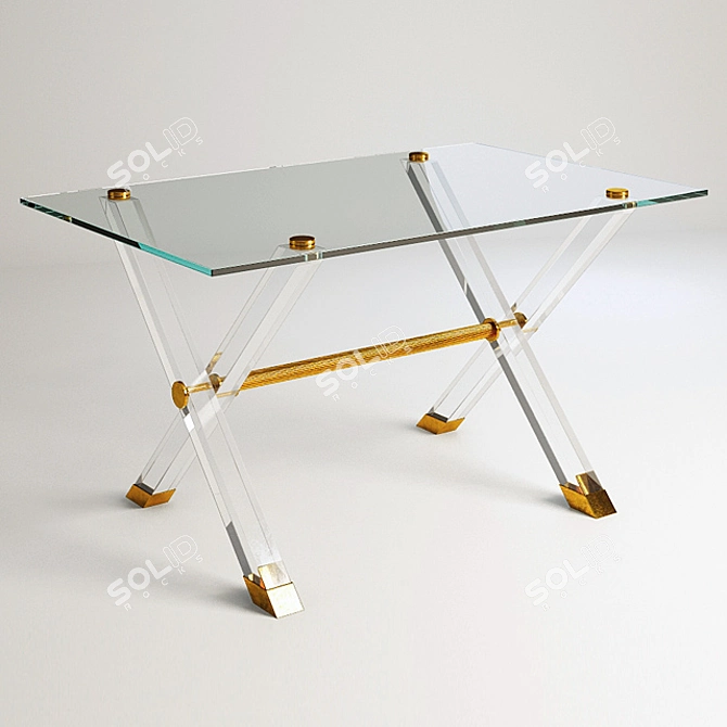 Sleek Lucite Base Desk 3D model image 1