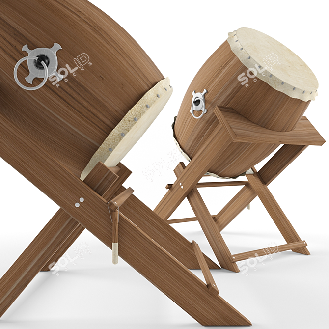Traditional Taiko Drum 3D model image 2