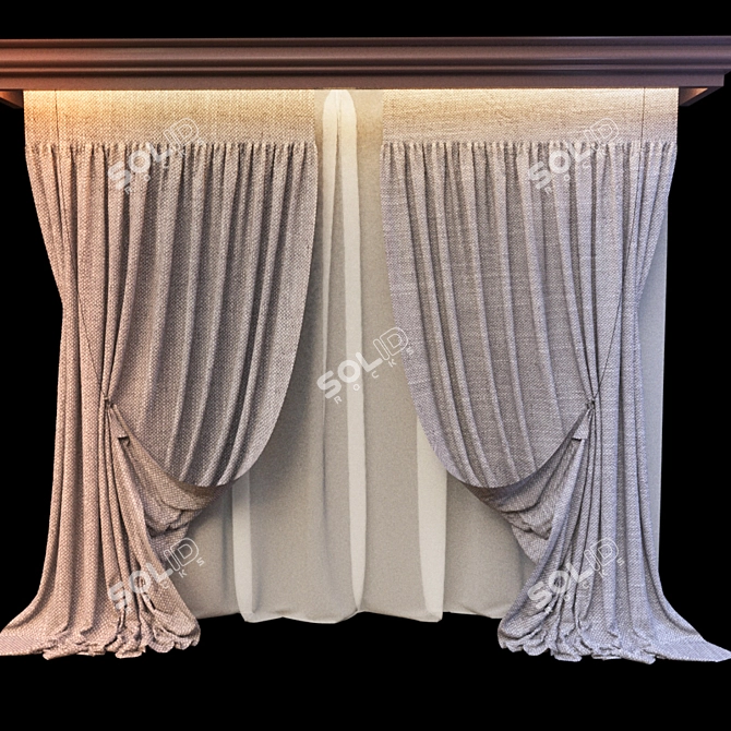 Elegant Window Curtains 3D model image 1