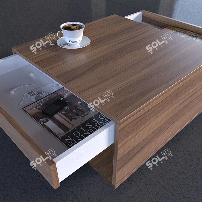 Santi Coffee Table by Zegen: Stylish Design with Glass Top 3D model image 2