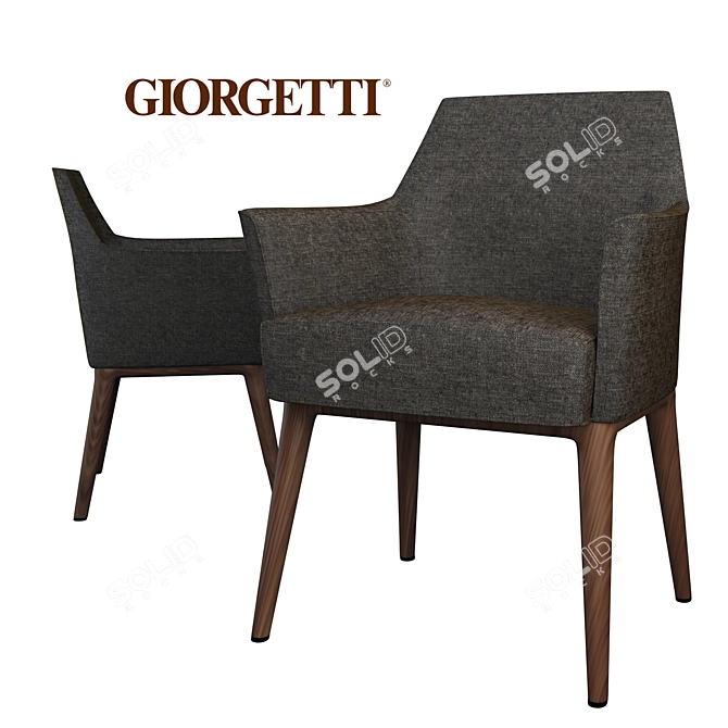 Elegant Walnut Armchair 3D model image 1