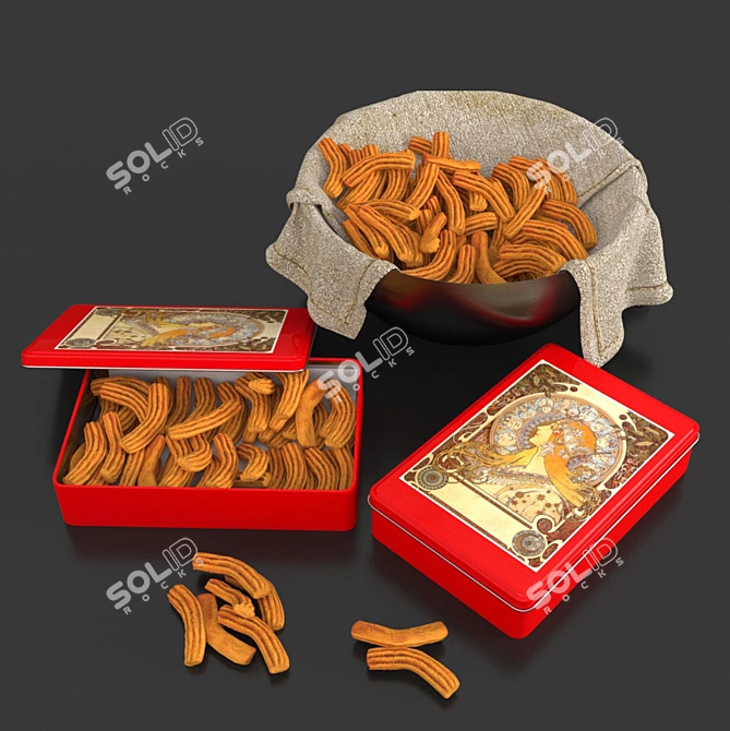 Artisanal Metal Boxed Biscuits 3D model image 1