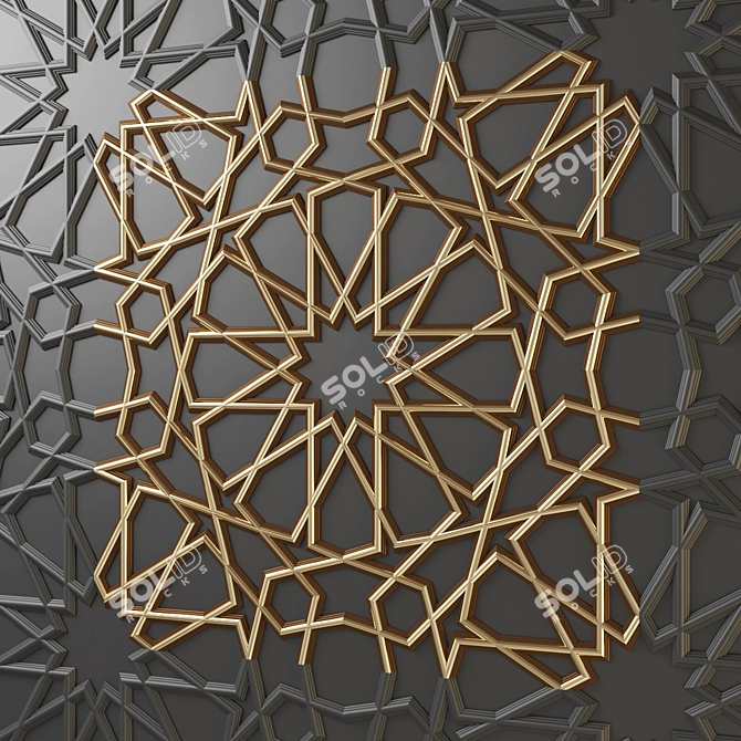 Arabic Ornamental Wall Panel 3D model image 1