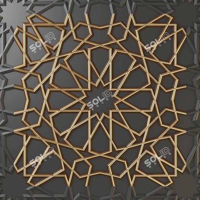 Arabic Ornamental Wall Panel 3D model image 2