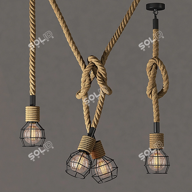 Industrial Rope Pendant Light 3D model image 1