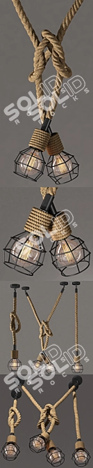 Industrial Rope Pendant Light 3D model image 2