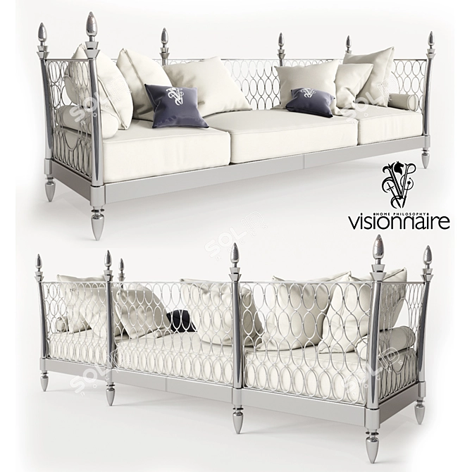 Visionnaire Dehors Metal Sofa - White Finish 3D model image 1