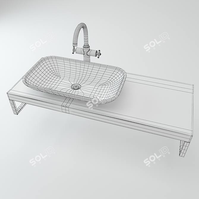 Wooden Plate Washbasin 3D model image 2