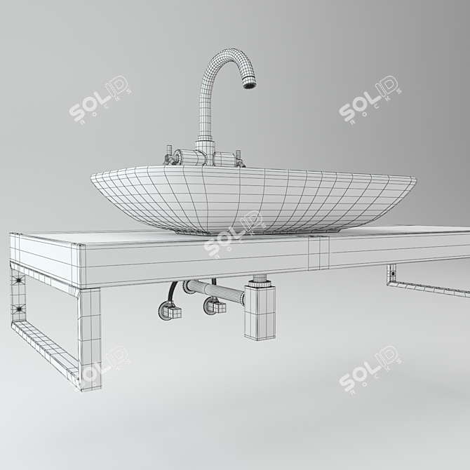 Wooden Plate Washbasin 3D model image 3