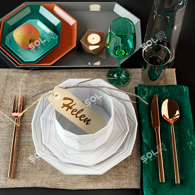 Elegant 2012 Dish Set 3D model image 1