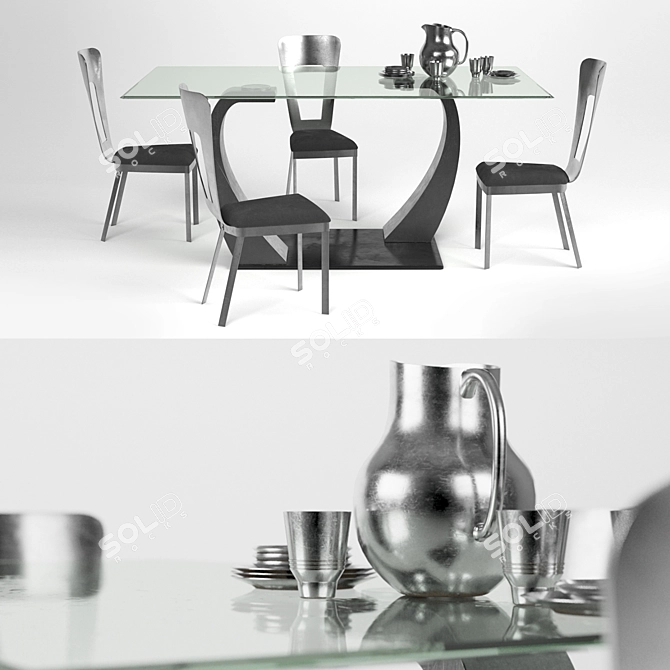 Metal Wings Dining Table 3D model image 1