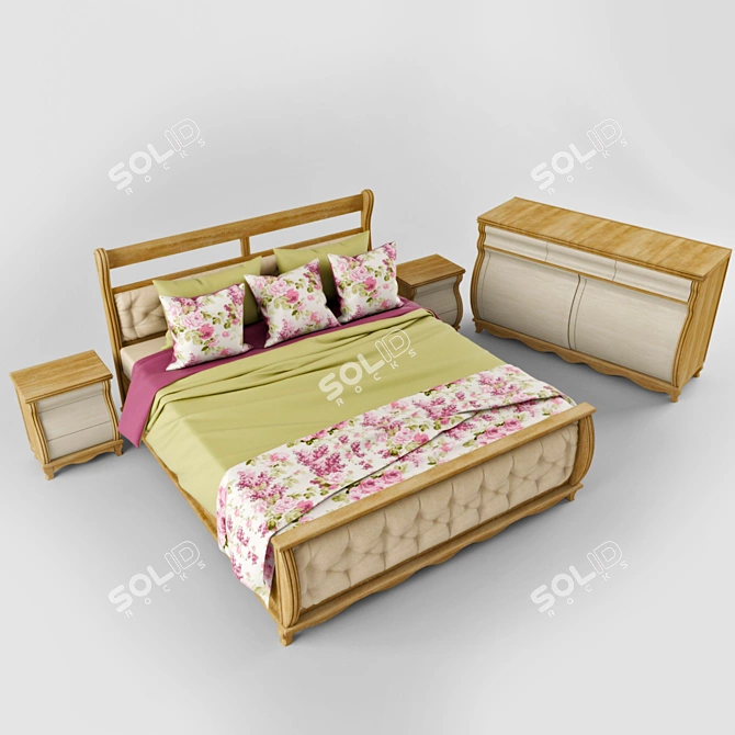 Sleek Dream Bedroom Set 3D model image 1