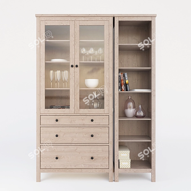 Hemnes Display Cabinet with Drawers Tall and Elegant Storage Solution Stylish Hemnes Shelving Unit Versatile and Space 3D model image 1