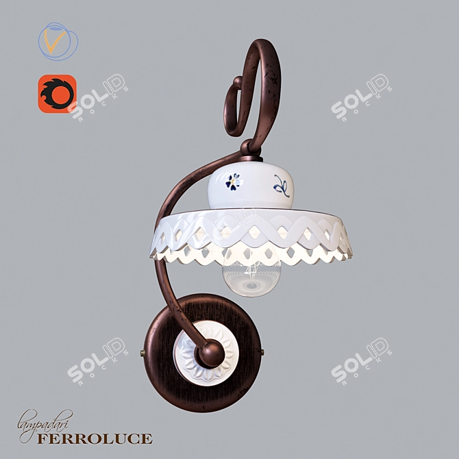 Ferroluce Perugia C700 Hand-Painted Ceramic Wall Sconce 3D model image 1