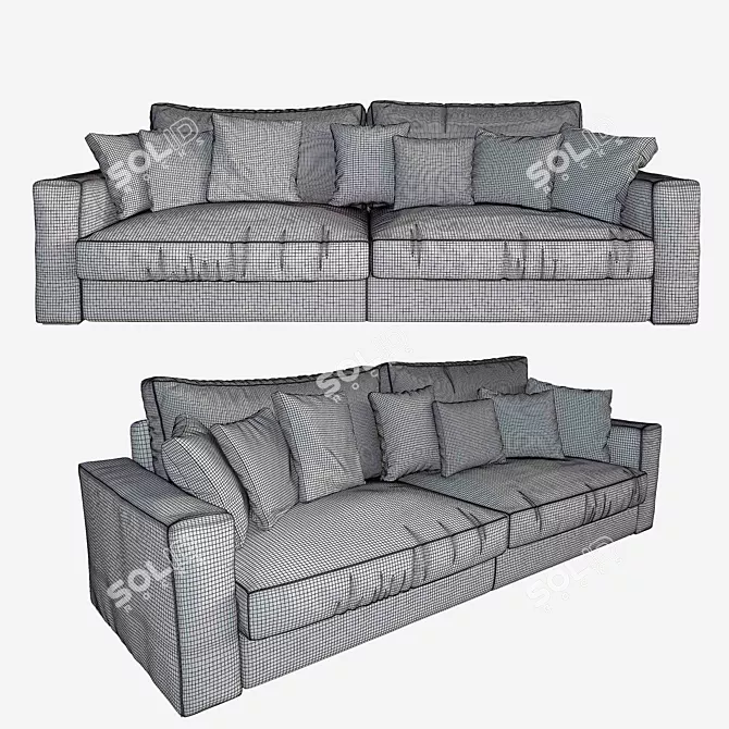 Rubens Comfortable Textile Sofa 3D model image 3