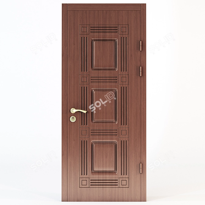 Elegant MDF Coated Steel Door 3D model image 1