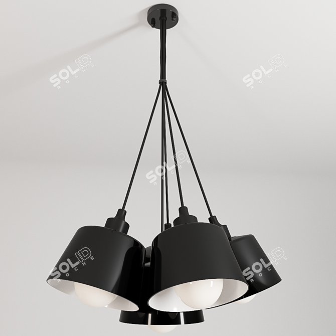 Black Metal Suspension Light, Favourite 1680-6P 3D model image 1