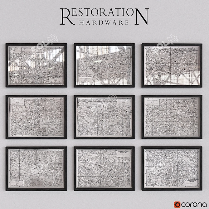 Paris District Posters Set 3D model image 1