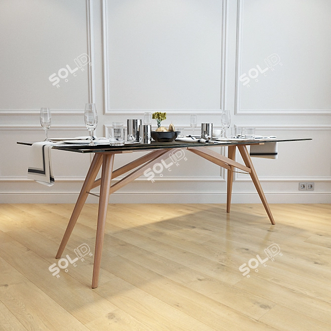 Vintage-Inspired Rustic Jensen Dining Table 3D model image 1