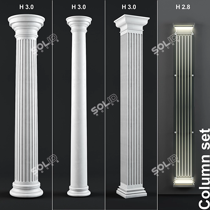 Set of 4 Elegant Columns 3D model image 1