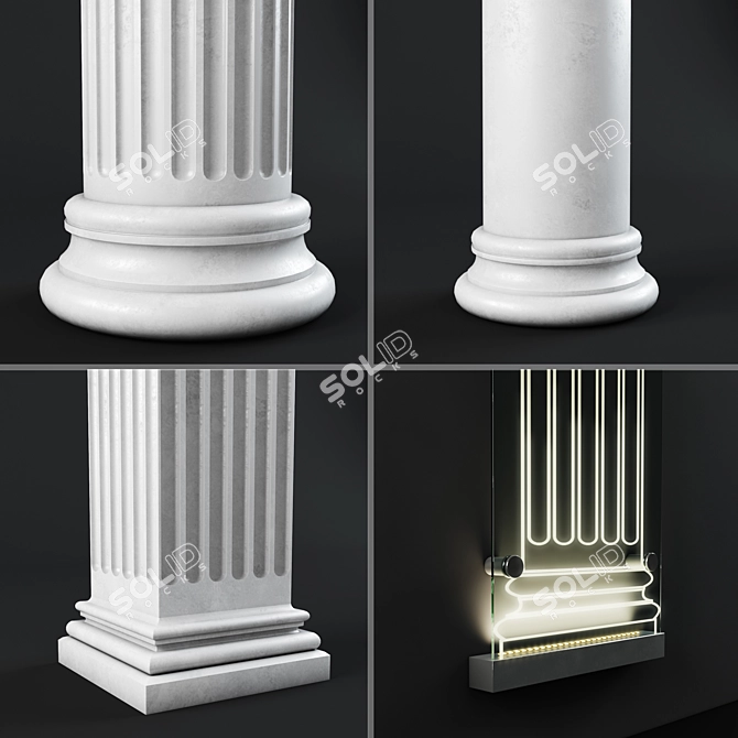 Set of 4 Elegant Columns 3D model image 2