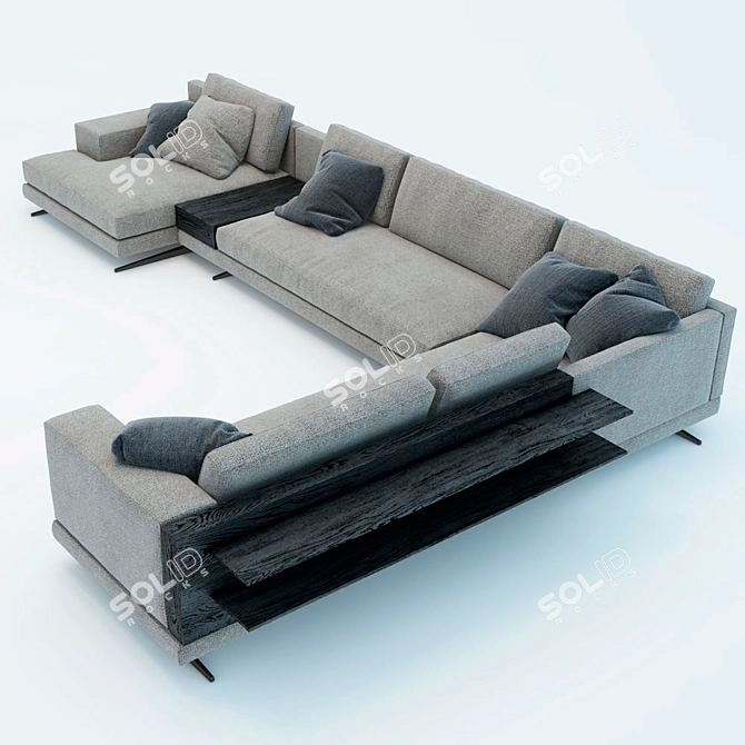 Modern Corner Chaise Sofa 3D model image 2