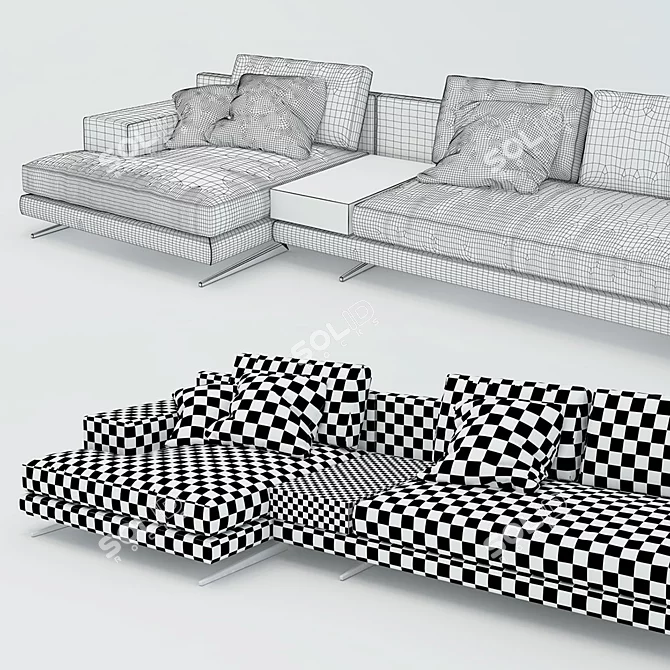 Modern Corner Chaise Sofa 3D model image 3