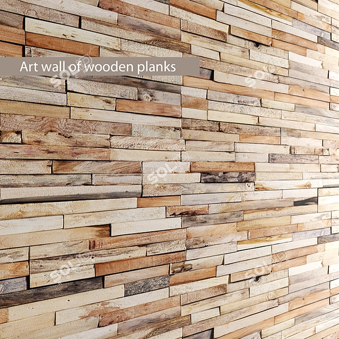 Rustic Board Art Wall 3D model image 1