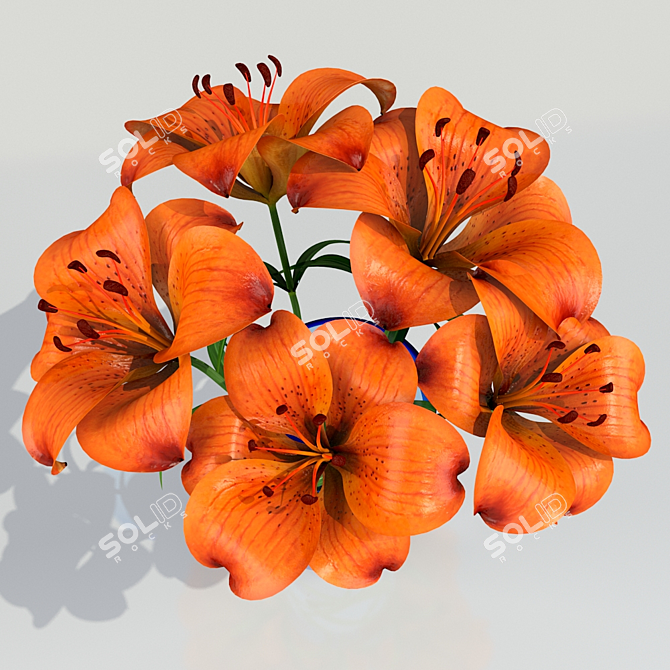 Exquisite Lily Bouquet 3D model image 2