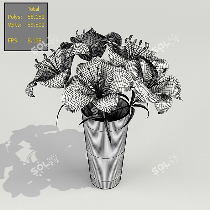 Exquisite Lily Bouquet 3D model image 3