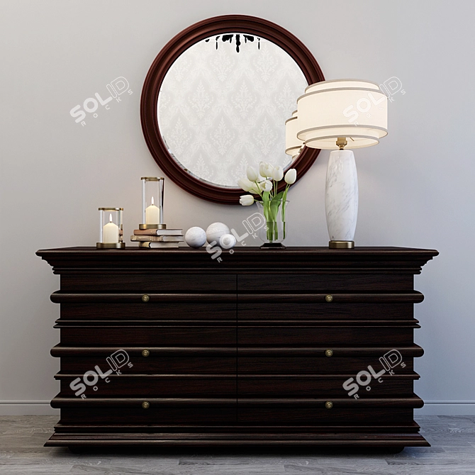 Elegant Noir Ascona Chest: Classic & Chic 3D model image 1