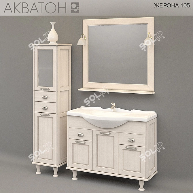 Classic Style 105cm Furniture with File Cabinet 3D model image 1