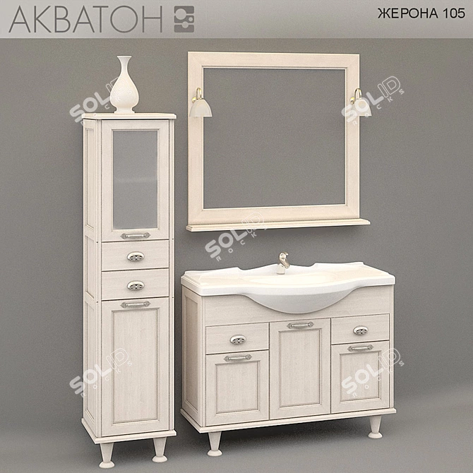 Classic Style 105cm Furniture with File Cabinet 3D model image 2