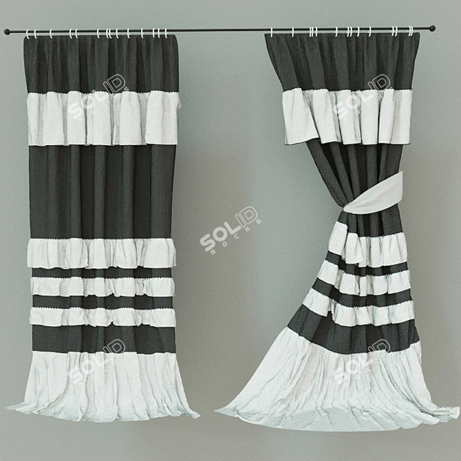 Elegant Window Drapes 3D model image 1