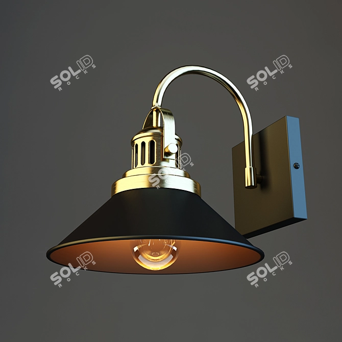 Modern LARURA Sconce: Bronze Metal, Black Shade 3D model image 1