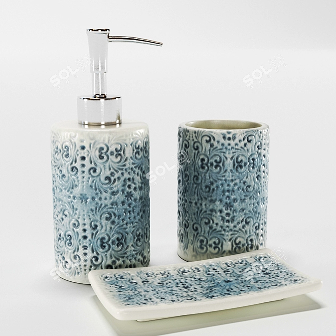 Zara Home Embossed Bathroom Accessories 3D model image 1