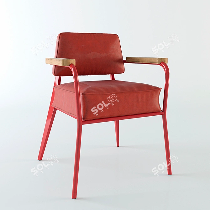 Retro Jean Prouvé Bridge Chair 3D model image 1