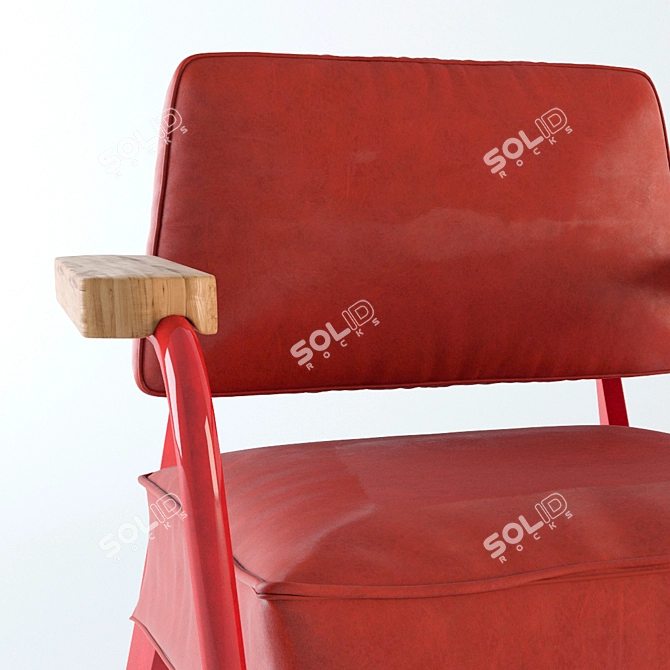 Retro Jean Prouvé Bridge Chair 3D model image 2