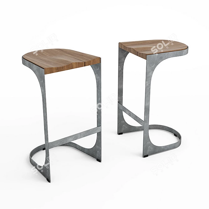 Industrial Loft Bar Stool 3D model image 1