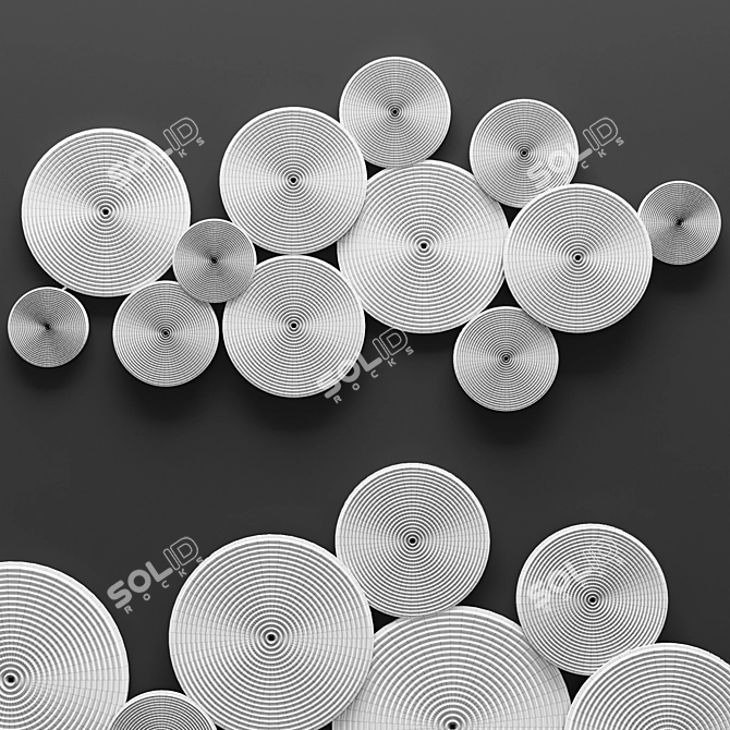 Luxury Gold Circles Wall Decor 3D model image 3