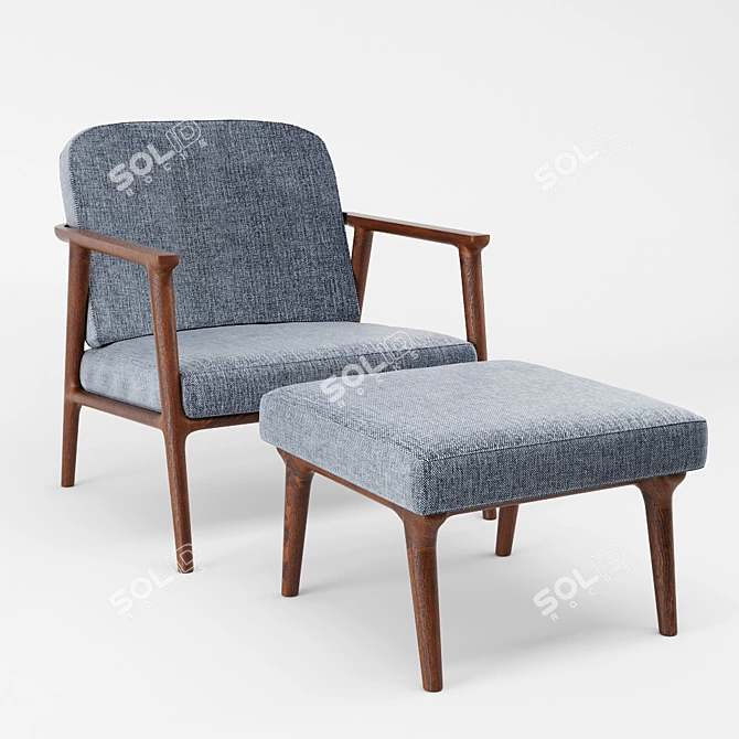 Zio Lounge Chair: Elegant Oak Lounge Chair by MOOOI 3D model image 1