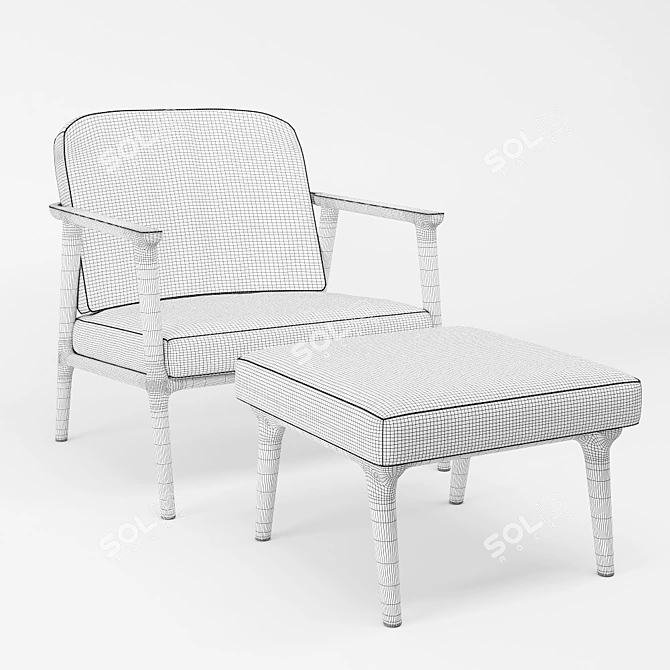 Zio Lounge Chair: Elegant Oak Lounge Chair by MOOOI 3D model image 3