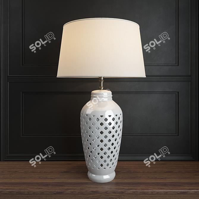 Elegant White Ceramic Table Lamp 3D model image 1