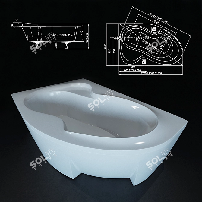 Ravak Rosa II Bathtub - 170x105 L/R 3D model image 2